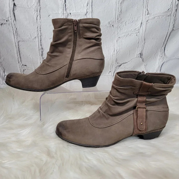 Cobb Hill Womens 9.5 Tan Brown Short Heel Bootie Slouchy Ankle Boot Comfy Casual - Picture 3 of 11